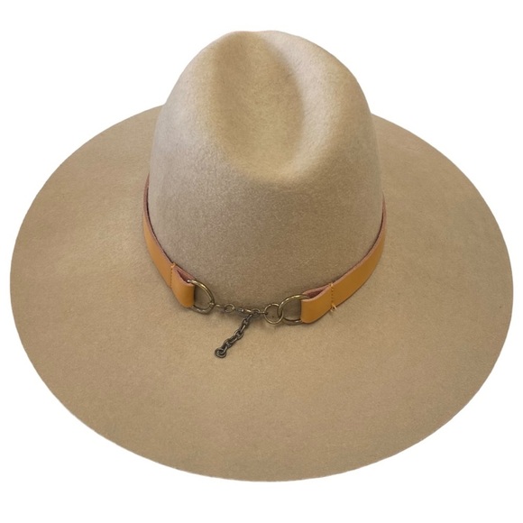 NWOT Gigi Pip Emma Wide Brim Fedora in Tan Size 57 S/M - Picture 4 of 9